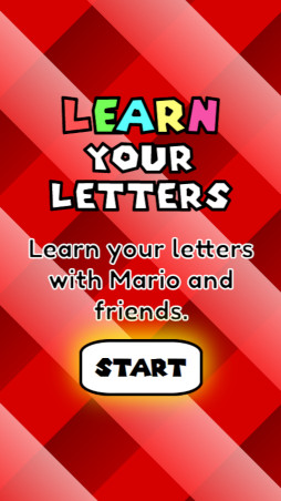 The initial screen from the learn letters app