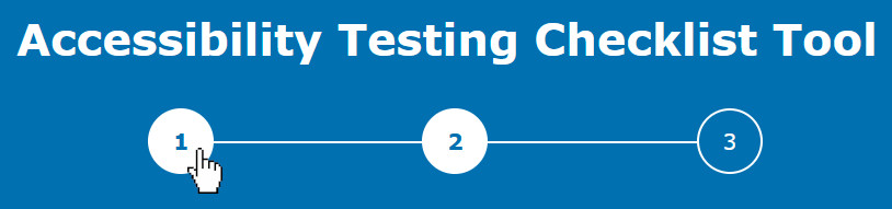 Steps bar showing current step as 2 with cursor over step 1 having hover state indicating it is a link