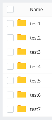 A list of files with a checkbox for each and a header with a control checkbox and heading for the filename column