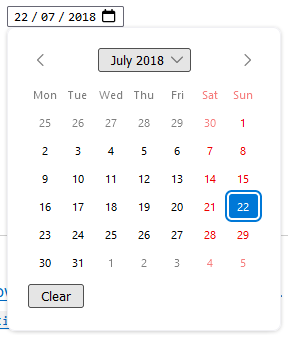 A date field in Firefox showing the calendar-style input popover for entering a new value